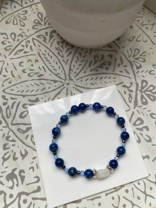 Bracelet d'agate de feu bleu pour homme