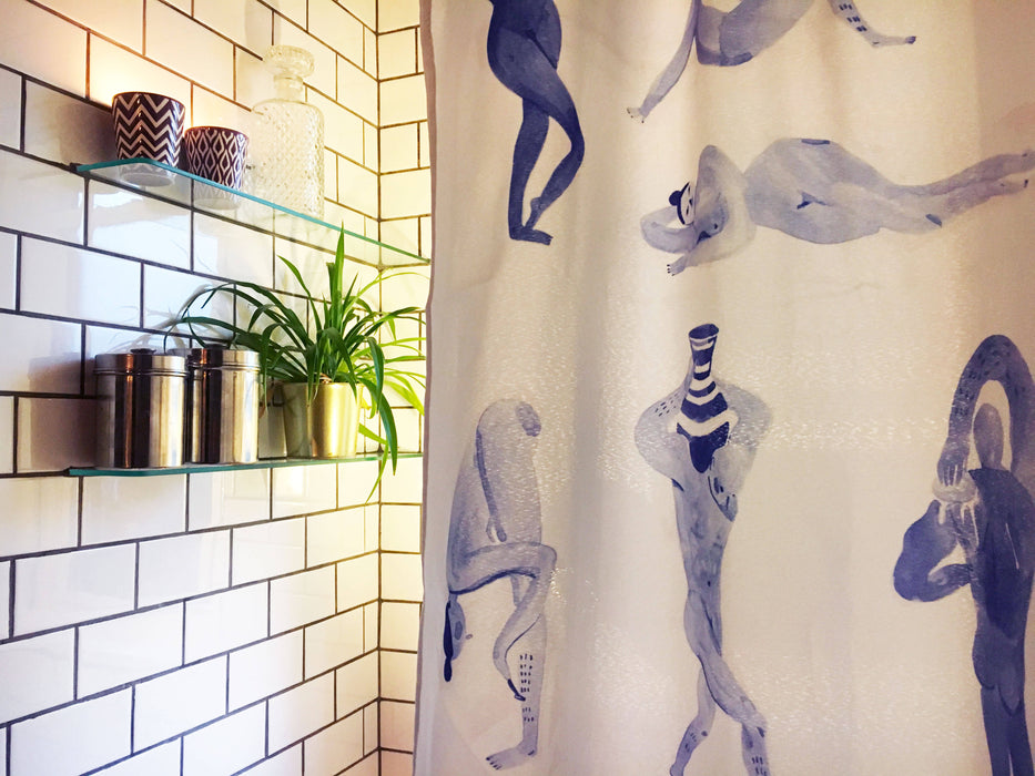 Rideau de douche en polyester, imperméable et lavable, 71" x 71", conçu en collaboration avec l'artiste agathe b-b