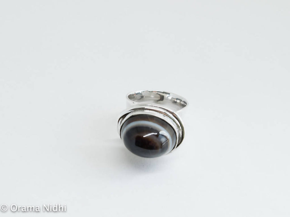 Bague agate «oeil de shiva» et argent