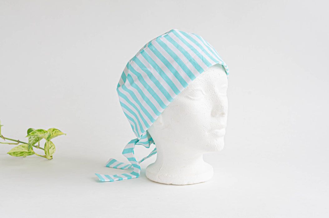 Bonnet chirurgical pour femme | rayures turquoise