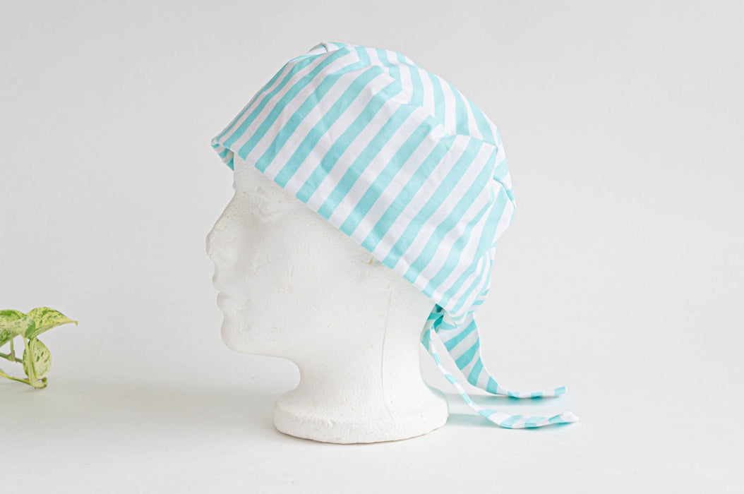 Bonnet chirurgical pour femme | rayures turquoise