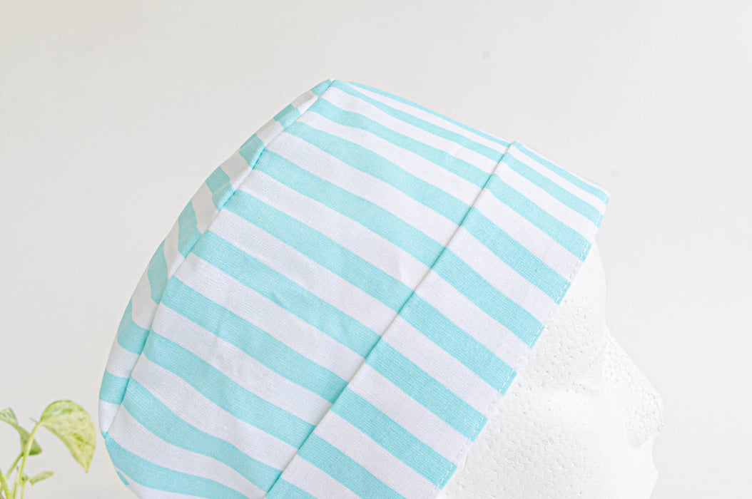 Bonnet chirurgical pour femme | rayures turquoise