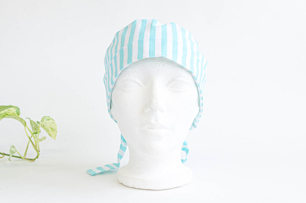 Bonnet chirurgical pour femme | rayures turquoise