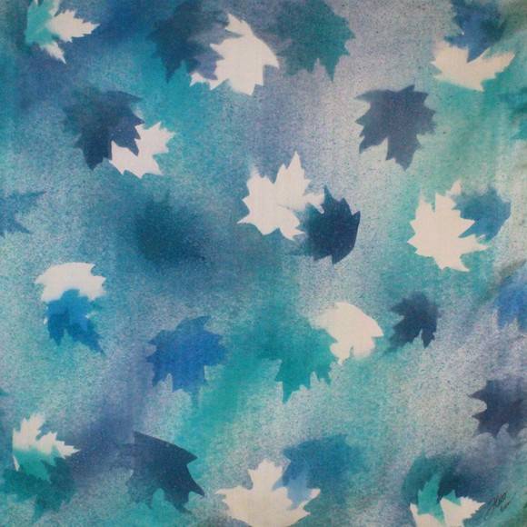 Foulard carré de soie érable turquoise