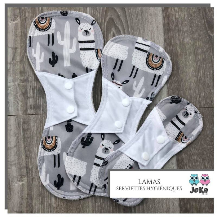 Serviette hygiénique lavable lamas