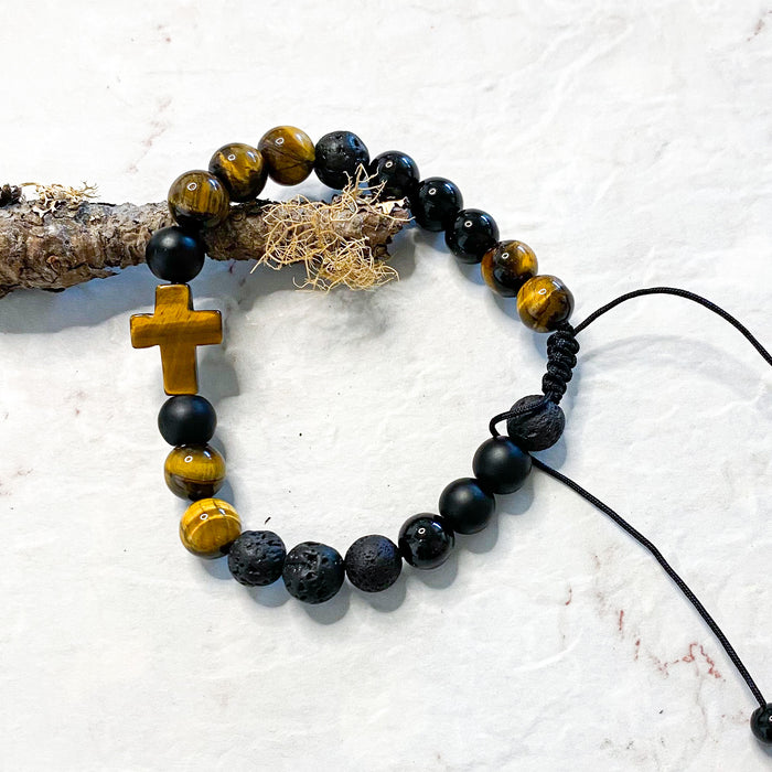 Bracelet pierres naturelles « croix »