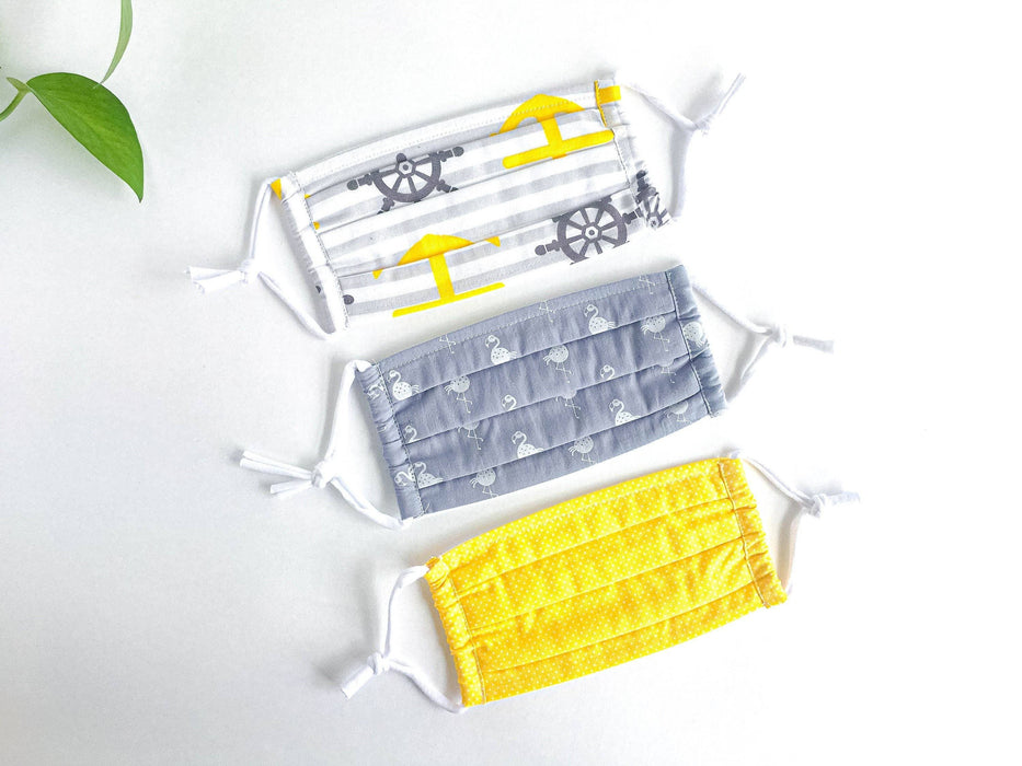 Masque en tissu - ancre jaune & gris