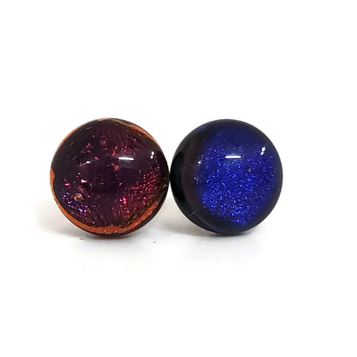 +/- 8 mm, boucles d'oreilles dépareillées, verre fusion #16