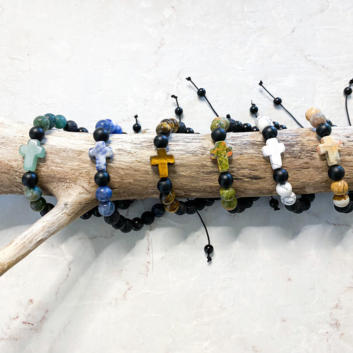 Bracelet pierres naturelles « croix »