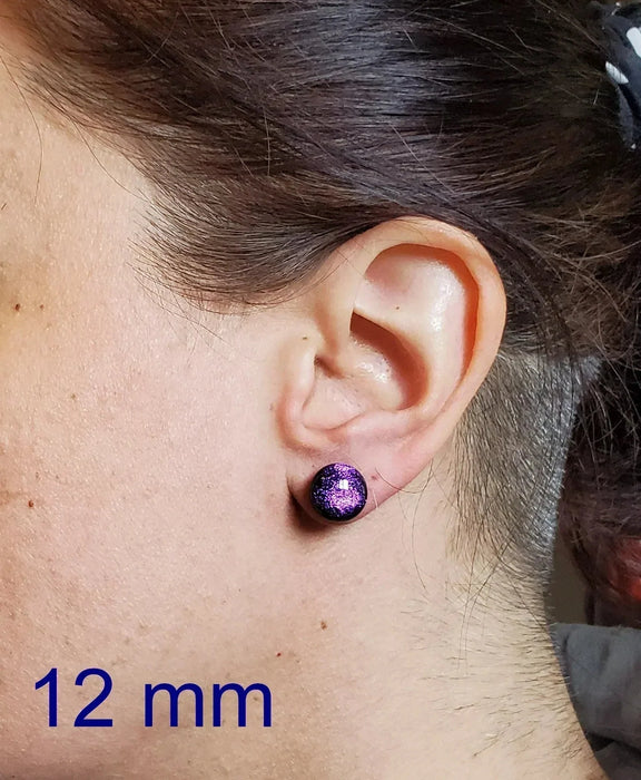 +/- 9 mm, boucles d'oreilles dépareillées, verre fusion #11