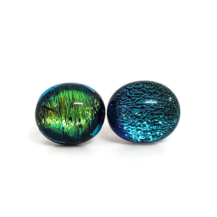 +/- 9 mm, boucles d'oreilles dépareillées, verre fusion #21