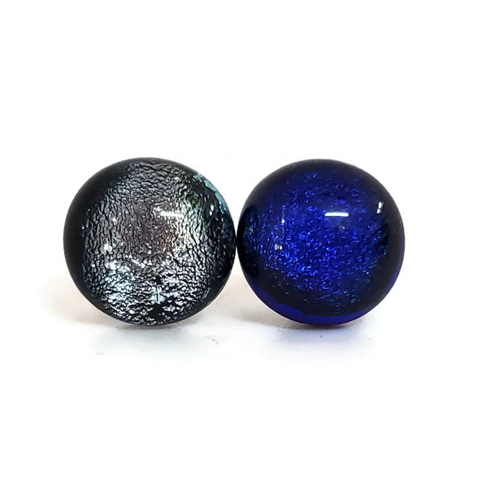 +/- 9 mm, boucles d'oreilles dépareillées, verre fusion #29