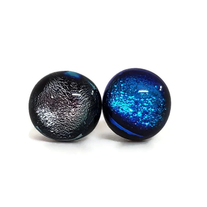 +/- 9 mm, boucles d'oreilles dépareillées, verre fusion #8