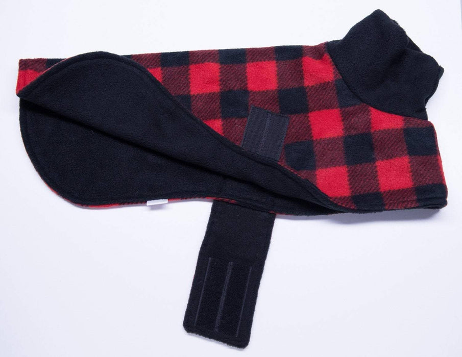 4 couleurs manteau en polar buffalo rouge et noir, gris et noir, beige et noir ou brun et noir pour lévrier italien - doublé de polar noir