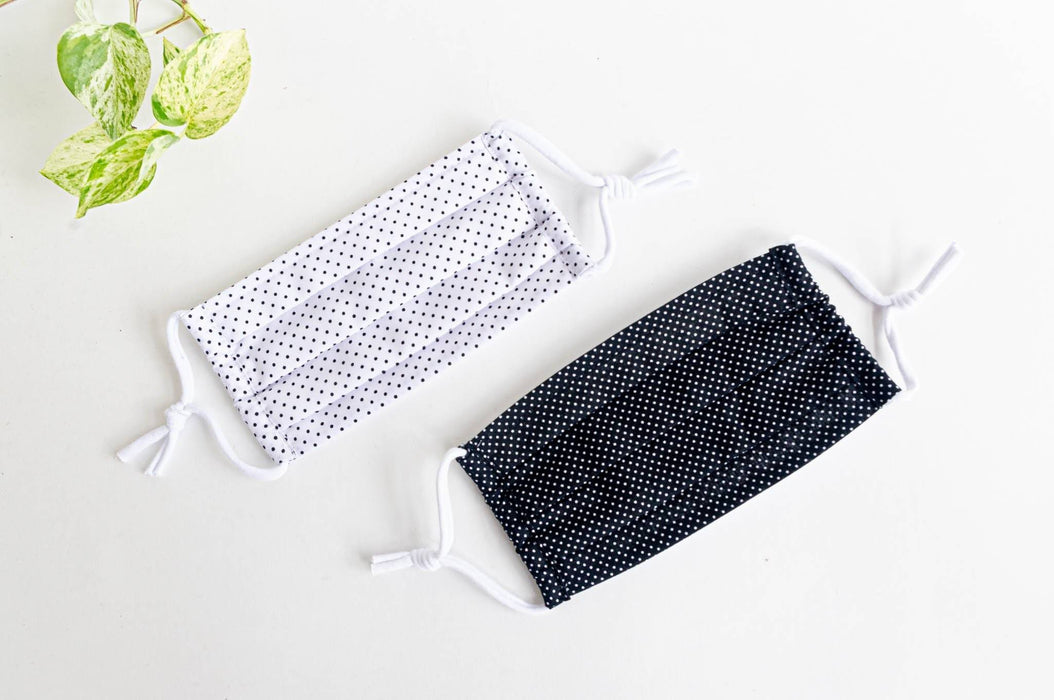 Masque en tissu - petits pois noir & blanc