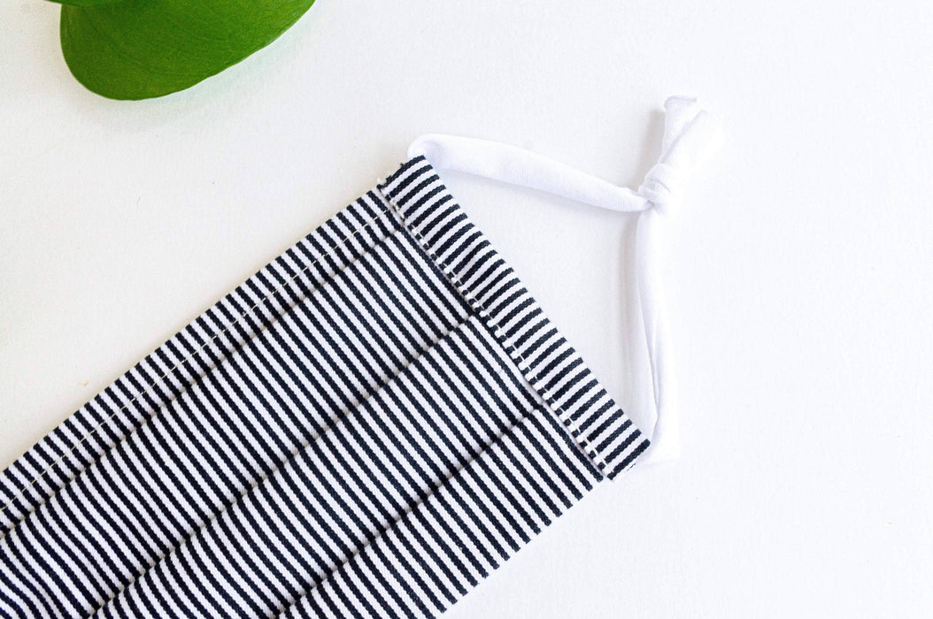 Masque en tissu - rayures & pois & denim noir