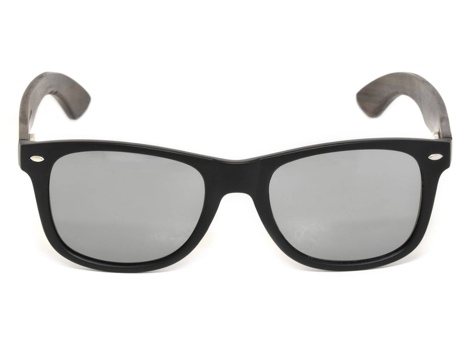 Lunettes de soleil en bois d'ébène avec verres miroir argent polarisés