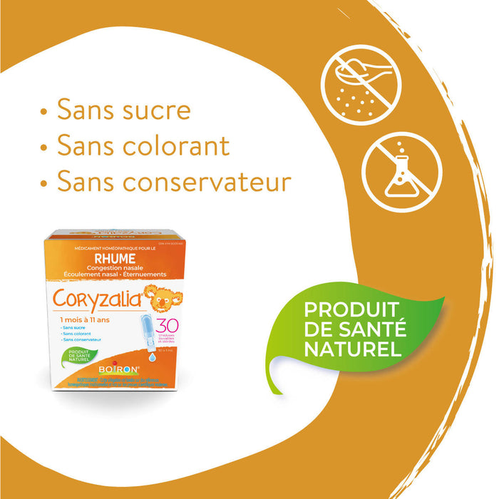 Coryzalia 30 doses pour le rhume et ses symptômes chez les enfants de 1 mois à 11 ans