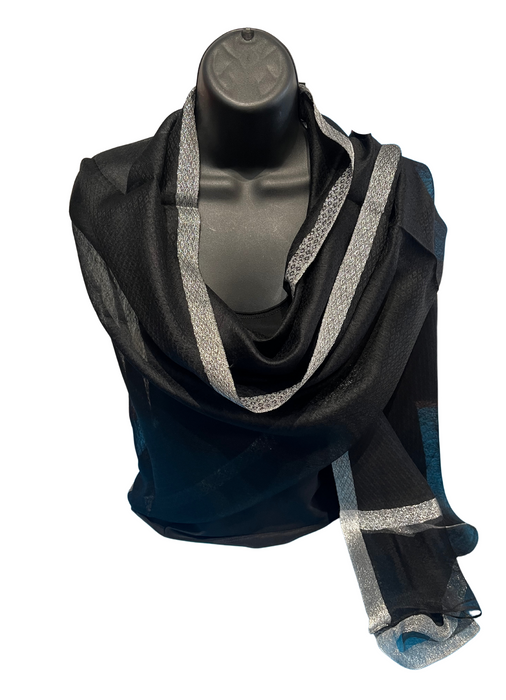 Foulard noir avec bande argenté