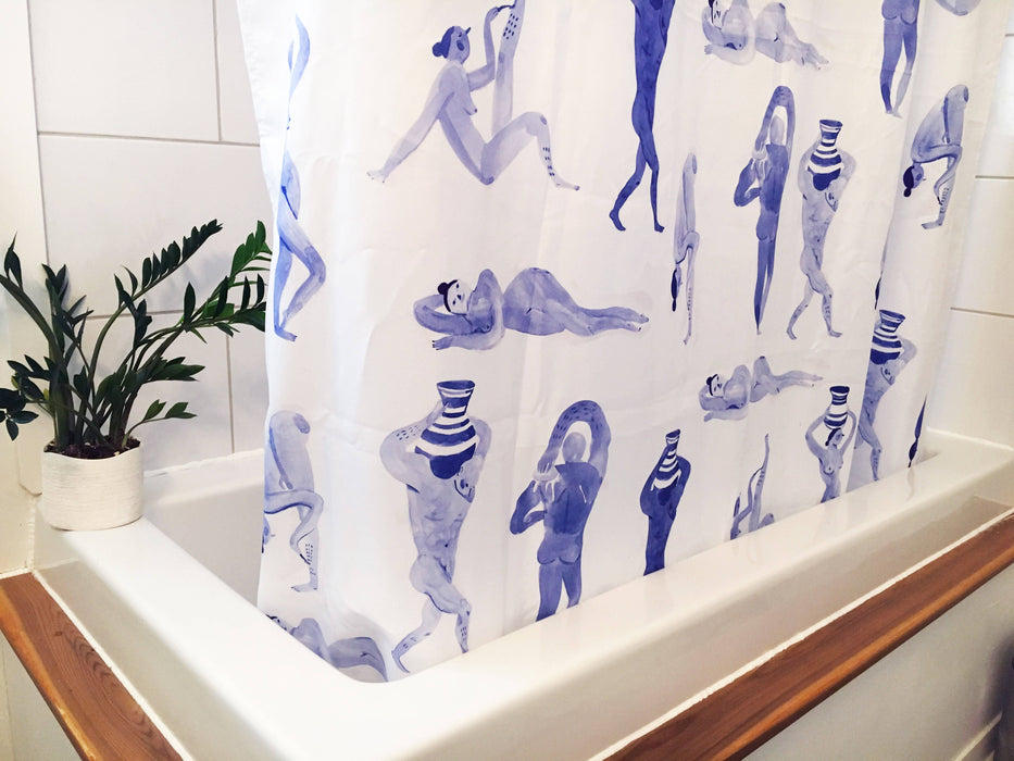 Rideau de douche en polyester, imperméable et lavable, 71" x 71", conçu en collaboration avec l'artiste agathe b-b
