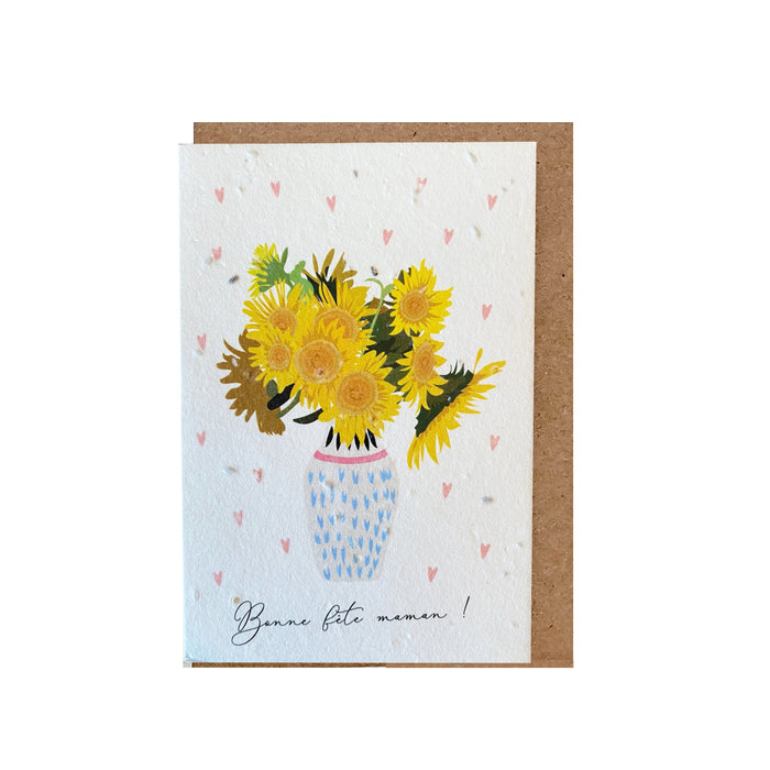 Carte ensemencée - bonne fête maman (fleurs)
