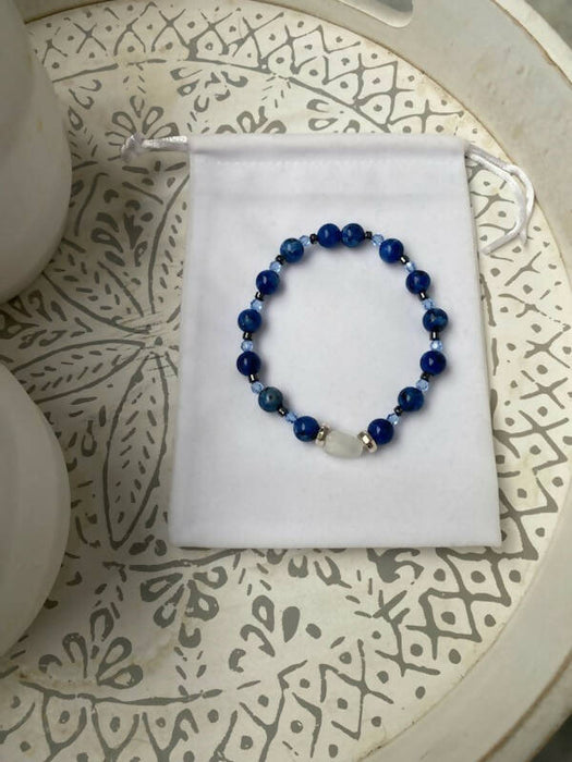 Bracelet d'agate de feu bleu pour homme