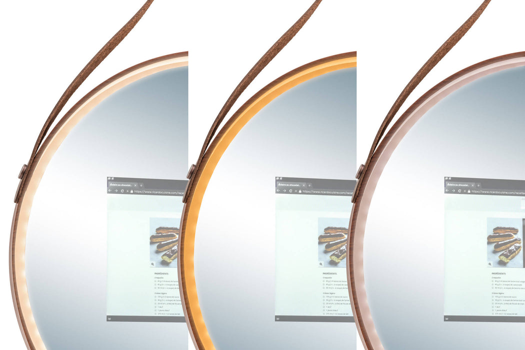 Hilo™ miroir avec écran tactile, lumières led et manche en cuir