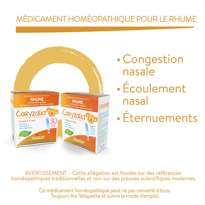 Coryzalia 30 doses pour le rhume et ses symptômes chez les enfants de 1 mois à 11 ans