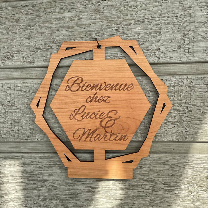 Affiche de bienvenue personnalisée en bois