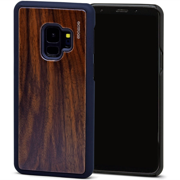 Étui samsung galaxy s9 en bois noyer et côtés en polycarbonate