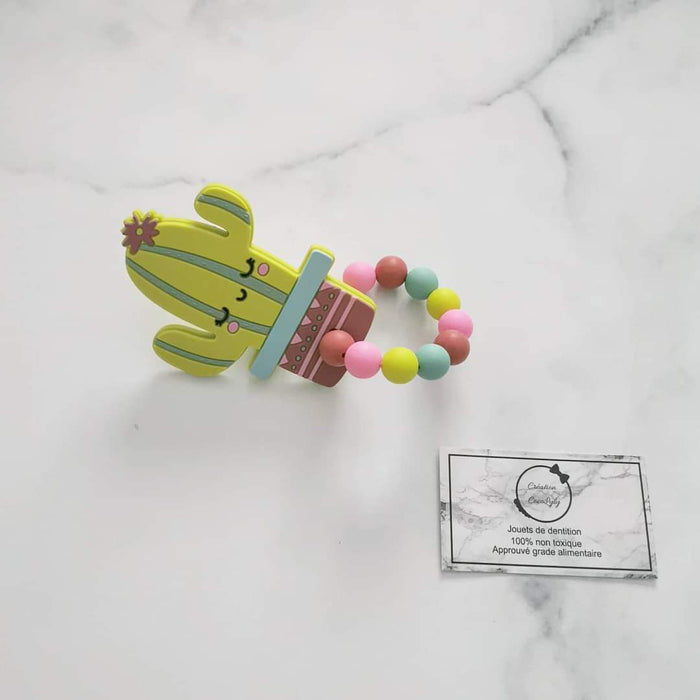 Hochet de dentition avec jouet en silicone cactus