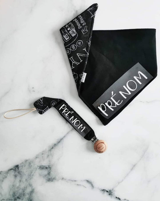 Bavoir et attache suce tissus avec prénom