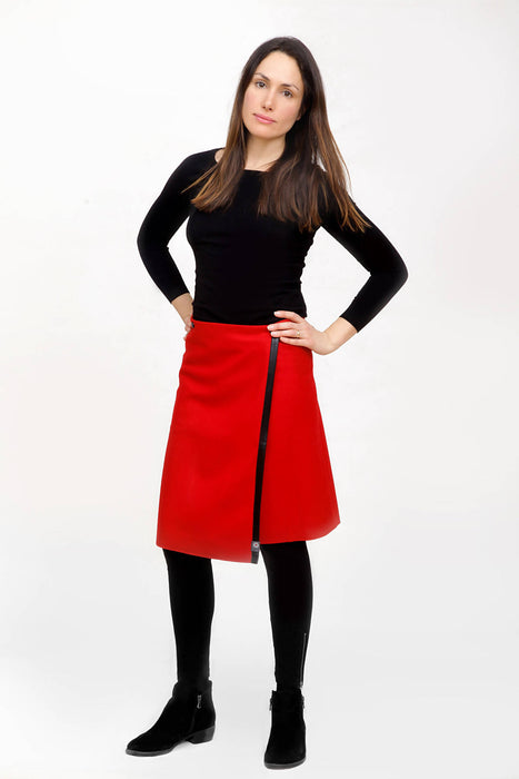 Tukuan la jupe polyvalente aux genoux taille unique rouge