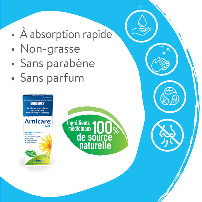 Arnicare gel soulage les douleurs musculaires et articulaires et soigne les bleus et les bosses
