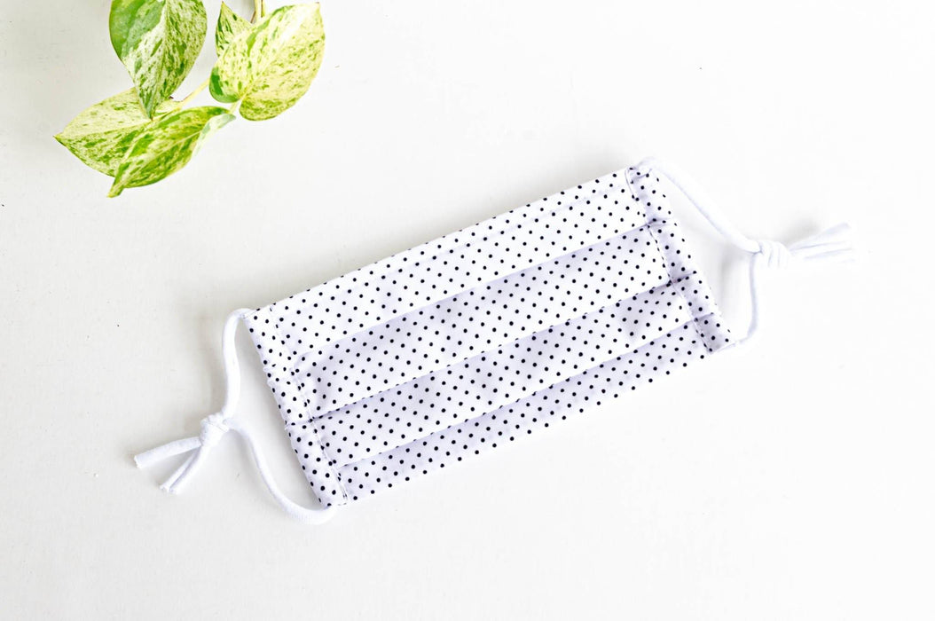 Masque en tissu - denim noir & cactus noir blanc & pois