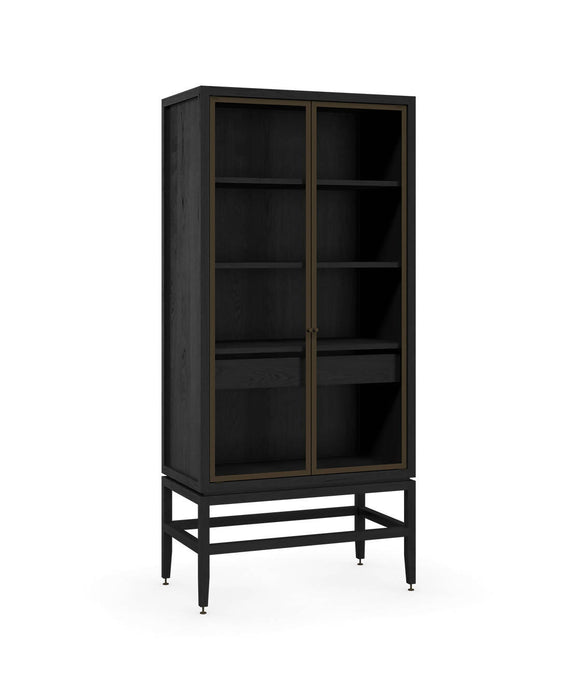 Armoire vaisselier volitare en chêne teint nuit profonde