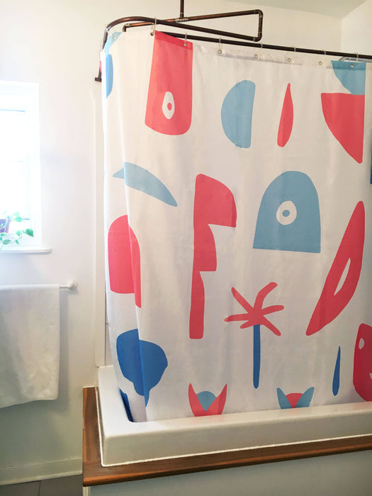 Rideau de douche de polyester, imperméable et lavable, 71" x 71", conçu en collaboration avec l'artiste marc-olivier lamothe