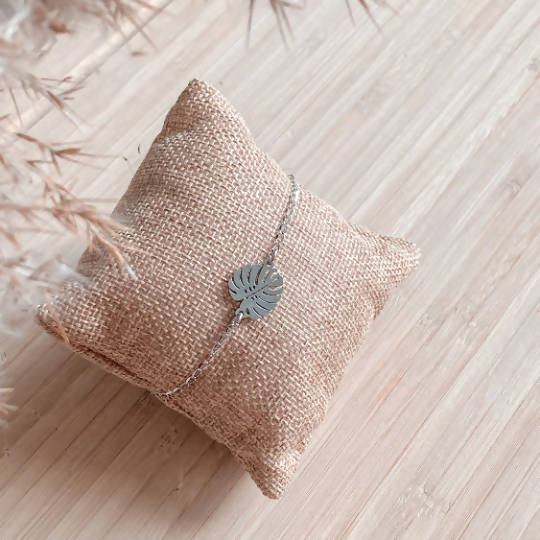 Bracelet ajustable monstera en acier inoxydable