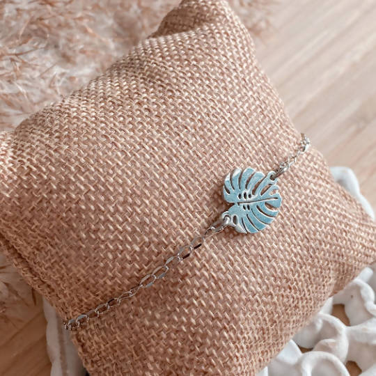 Bracelet ajustable monstera en acier inoxydable