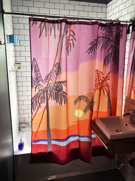 Rideau de douche de polyester, imperméable et lavable, 71" x 71", conçu en collaboration avec l'artiste anne faf