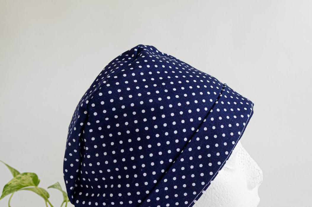 Bonnet chirurgical | motif pois bleu et gris