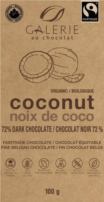 Noix de coco barre de chocolat noir 72%