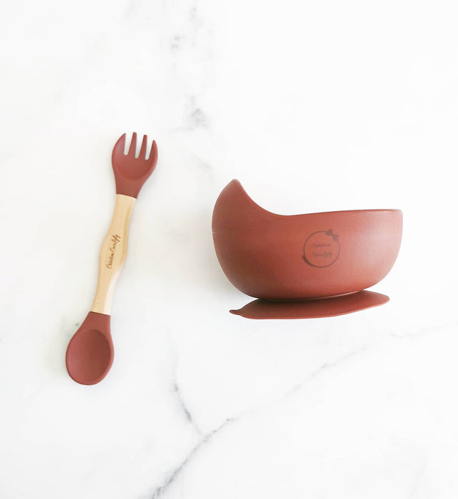 Duo bols et ustensiles 2 en 1 rouille