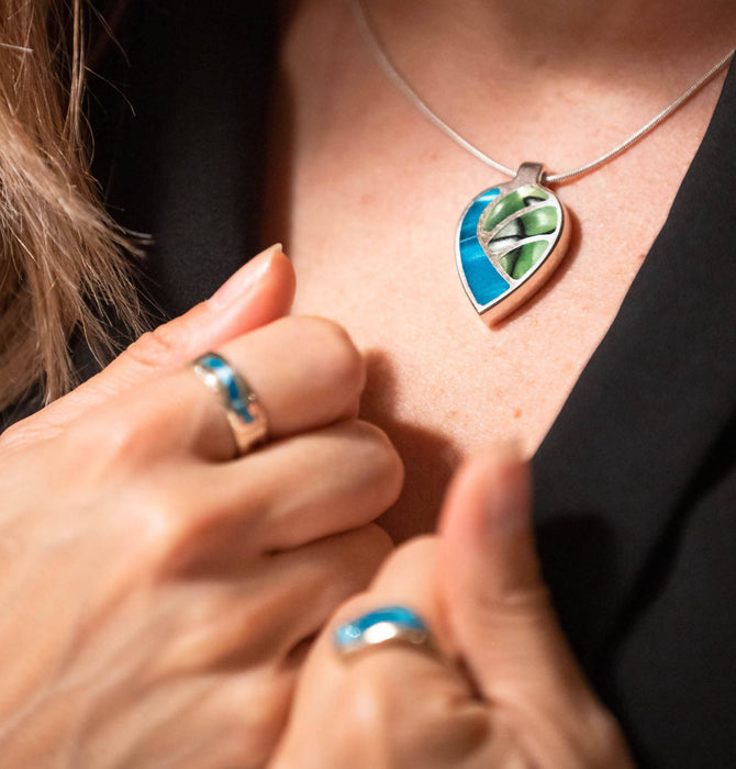 Collier réversible argent goutte mosaïque