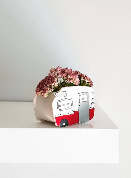 Petit cache-pots camper vintage rouge