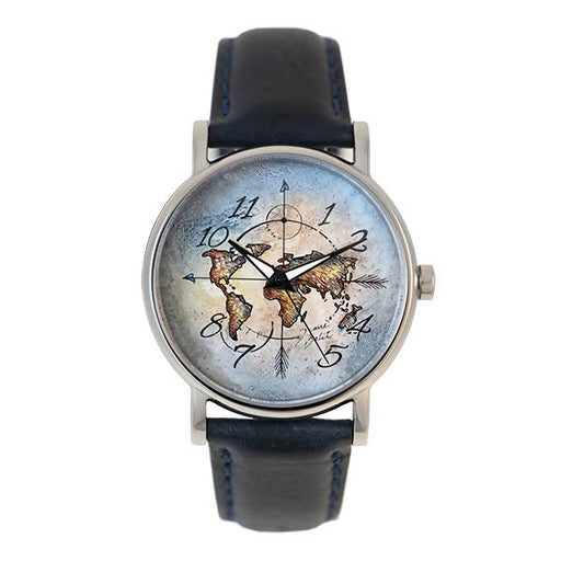 Montre pour homme ronde en acier inoxydable mappemonde — Ma Zone