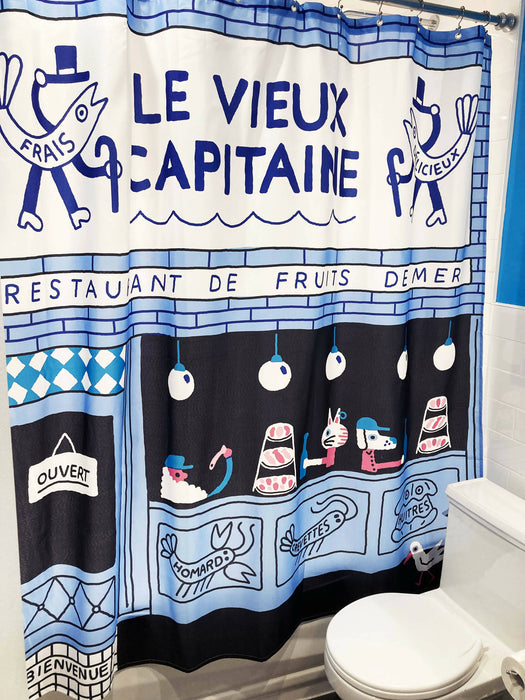 Rideau de douche de polyester, lavable à la machine, 71" x 71", conçu en collaboration avec l'artiste ben tardif