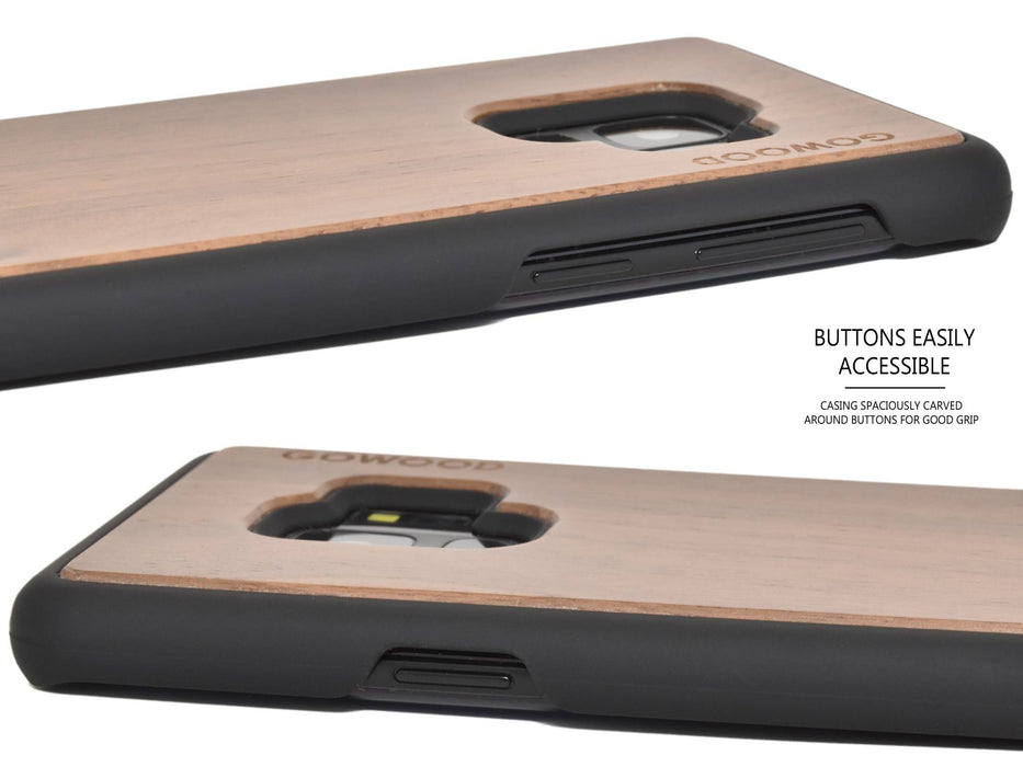 Étui samsung galaxy s9 en bois noyer et côtés en polycarbonate