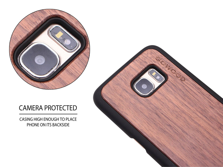 Étui samsung galaxy s7 edge en bois noyer et côtés en polycarbonate