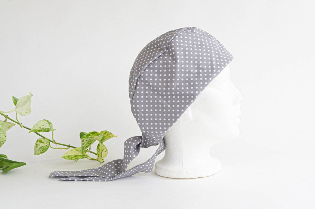 Bonnet chirurgical | motif pois bleu et gris